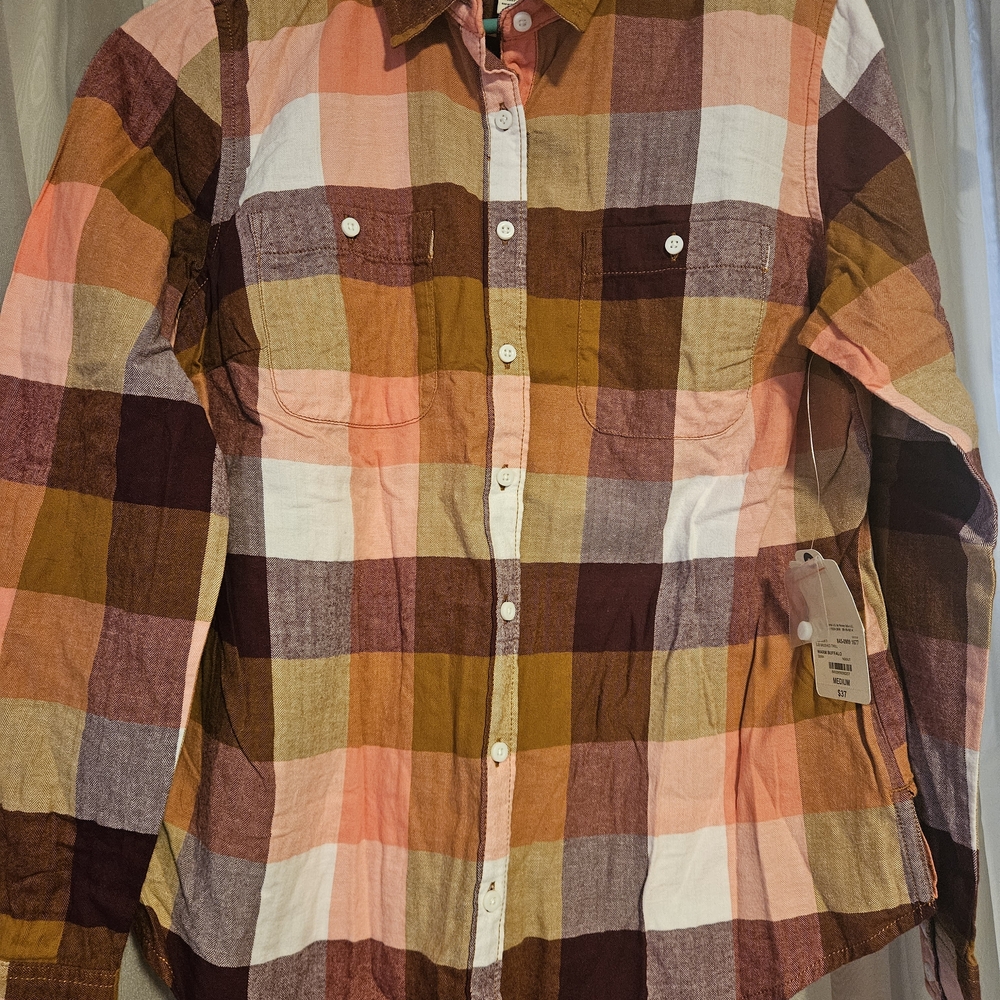 St. John's Bay Women's Multicolor Plaid Button Down Shirt